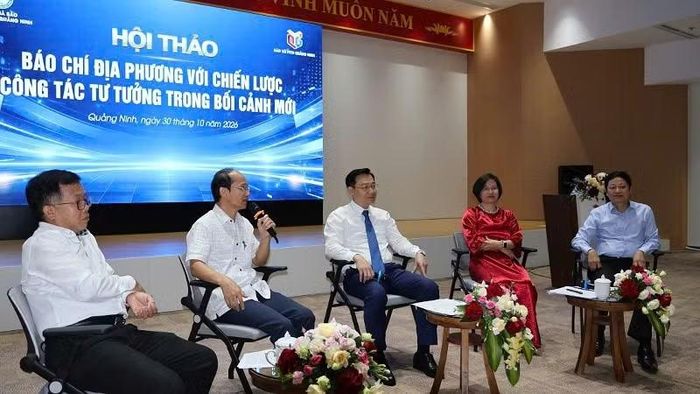 Đại diện các cơ quan báo chí chia sẻ tại hội thảo. (Ảnh: QUANG THỌ)