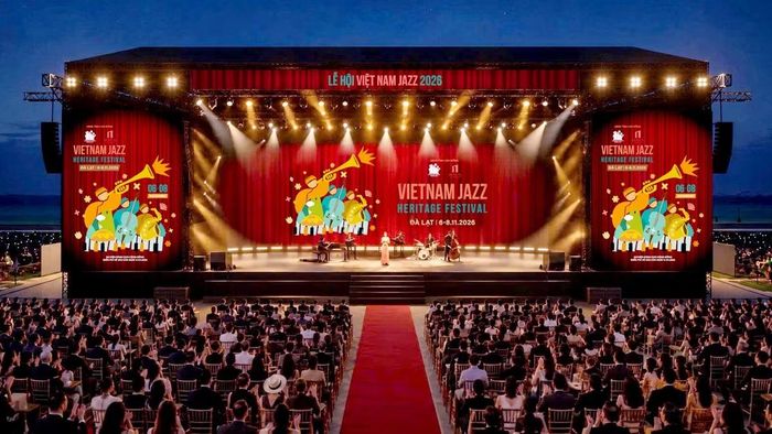 Phối cảnh sân khấu Lễ hội nhạc jazz Việt Nam 2026 tại Quảng trường Lâm Viên-Đà Lạt. (Ảnh: BTC)