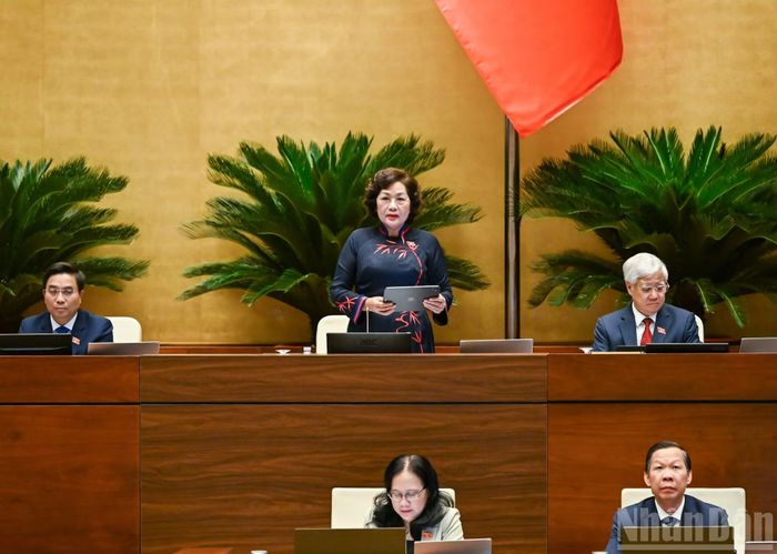 Phó Chủ tịch Quốc hội Nguyễn Thị Hồng điều hành nội dung thảo luận. (Ảnh: DUY LINH)