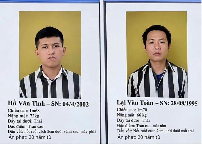  Tiếp tục truy bắt 2 phạm nhân còn lại là Hồ Văn Tình và Lữ Văn Toàn. Ảnh: Công an cung cấp 