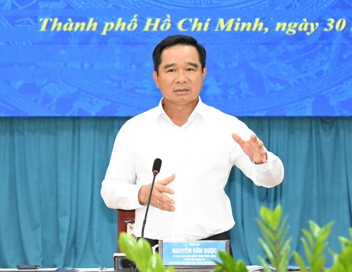 Đồng chí Nguyễn Văn Được phát biểu tại buổi làm việc. Ảnh: VIỆT DŨNG