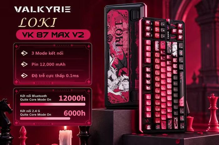3. Valkyrie VK87 V2 nổi bật trong thế giới bàn phím cơ gaming nhờ thông số polling rate lên tới 8.000Hz, tương đương tốc độ gửi tín hiệu cực nhanh, mang lại lợi thế đáng kể cho game thủ yêu thích các tựa game đòi hỏi phản xạ cao và khả năng thao tác chính xác.