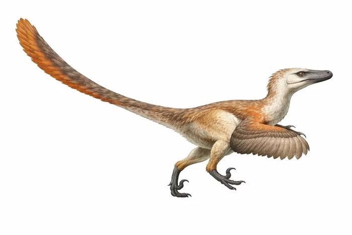 Hình dung hiện đại về Velociraptor với bộ lông vũ và thân hình nhỏ gọn. Ảnh: dinoarabia.com