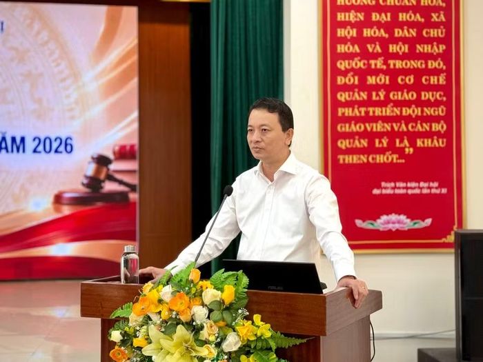 Ông Võ Văn Minh, Phó Giám đốc Sở GD&ĐT Quảng Trị nhấn mạnh vai trò của công tác phổ biến, giáo dục pháp luật.