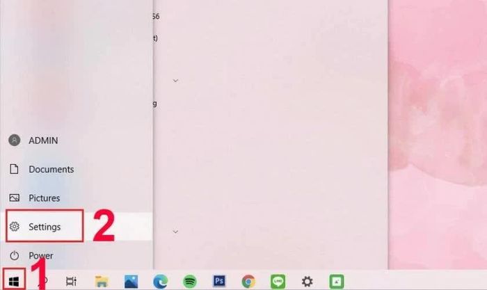 Nhấn vào biểu tượng Windows ở góc dưới bên trái.