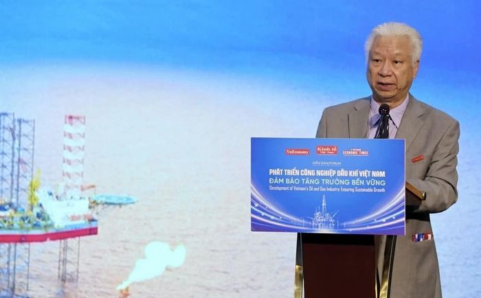 Ông Đào Quang Bính, Phó Chủ tịch, Tổng Thư ký Hội Khoa học Kinh tế Việt Nam, Phó Chủ tịch Hội đồng biên tập, Tổng Thư ký tòa soạn Tạp chí Kinh tế Việt Nam, phát biểu tại Diễn đàn. (Ảnh: Hồng Trà)