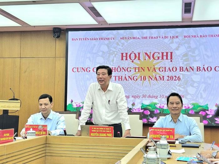 Ban Tuyên giáo Thành ủy chủ trì phối hợp với Sở Văn hóa, Thể thao và Du lịch, Hội Nhà báo thành phố tổ chức Hội nghị cung cấp thông tin và giao ban báo chí định kỳ tháng 10 năm 2026.