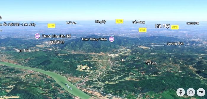 Tỉnh Phú Thọ dự kiến điều chỉnh 4.006,38 ha diện tích tự nhiên thuộc xã Thịnh Minh, xã Lương Sơn và phường Kỳ Sơn về thành phố Hà Nội. Ảnh: Đức Anh chụp từ google