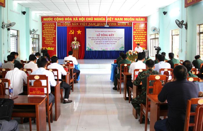 Toàn cảnh Lễ tổng kết và gặp mặt, biểu dương các tập thể, cá nhân trong lực lượng Quân đội tham gia hỗ trợ xây dựng công trình.