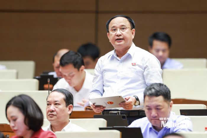 Đại biểu Trần Đức Thuận - Đoàn ĐBQH tỉnh Nghệ An phát biểu thảo luận. Ảnh: Viết Chung