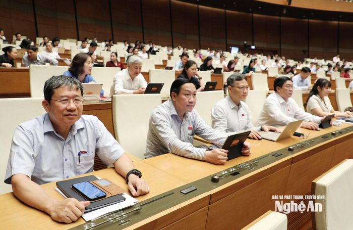 Đại biểu Quốc hội tham dự phiên thảo luận. Ảnh: Việt Anh