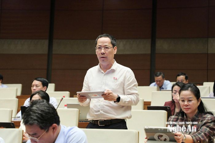 Đại biểu Trần Nhật Minh - Đoàn ĐBQH tỉnh Nghệ An phát biểu thảo luận. Ảnh: Lâm Hiển