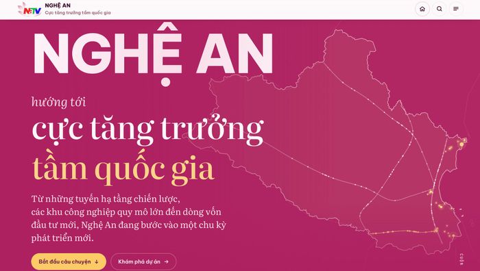 Chuyên trang Báo chí dữ liệu với chủ đề "Nghệ An hướng tới cực tăng trưởng tầm quốc gia".