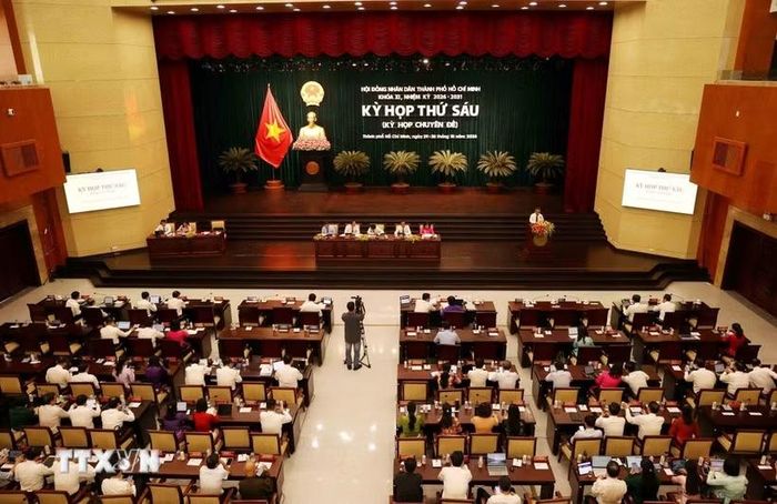 Quang cảnh Kỳ họp thứ sáu, Hội đồng Nhân dân Thành phố Hồ Chí Minh khóa XI. (Ảnh: Xuân Khu/TTXVN)