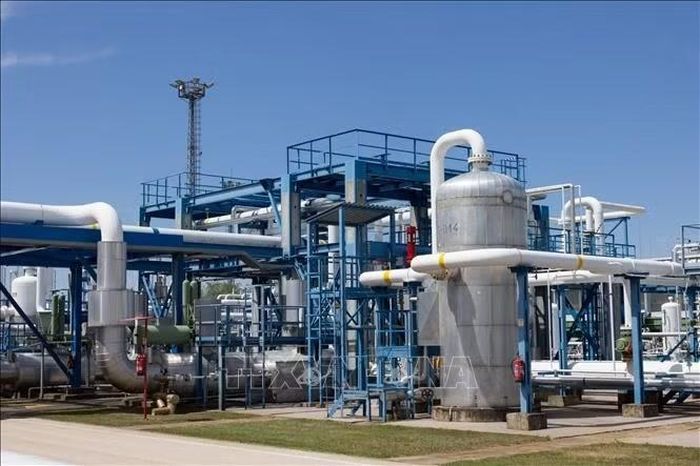 Cơ sở lưu trữ khí đốt tự nhiên do Công ty Hungarian Gas Storage Ltd. vận hành tại làng Zsana, Hungary. Ảnh: THX/TTXVN phát