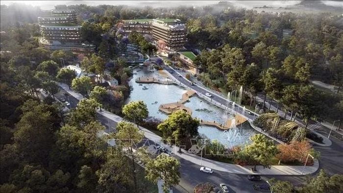 Khuôn viên khuôn viên dự án HAUS Da Lat, nơi sẽ diễn ra 2 buổi biểu diễn dành riêng cho khách mời tại Lễ hội nhạc Jazz Việt Nam 2026 tại phường Xuân Hương - Đà Lạt. Ảnh TTXVN phát
