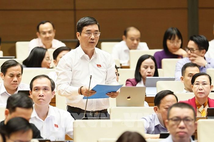 Đại biểu Quốc hội tỉnh Tây Ninh Hoàng Quang Hàm phát biểu. Ảnh: Doãn Tấn - TTXVN 