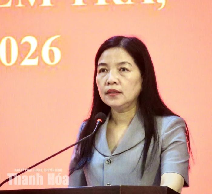 Chủ nhiệm Ủy ban Kiểm tra Tỉnh ủy Phạm Thị Thanh Thủy phát biểu khai mạc lớp tập huấn.
