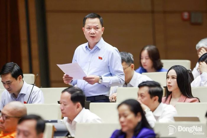 Đại biểu Trịnh Xuân An (Đoàn Đại biểu Quốc hội thành phố Đồng Nai) phát biểu thảo luận tại hội trường ngày 30-10. Ảnh: CTV