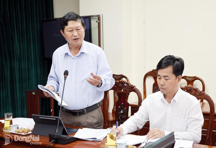 Phó Trưởng ban Văn hóa - Xã hội HĐND thành phố Nguyễn Ngọc Lương phát biểu tại cuộc họp. Ảnh: Hồ Thảo