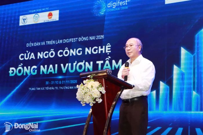 Phó Giám đốc phụ trách Sở Khoa học và Công nghệ Nguyễn Minh Quang phát biểu tại chương trình. Ảnh: Thảo Quế