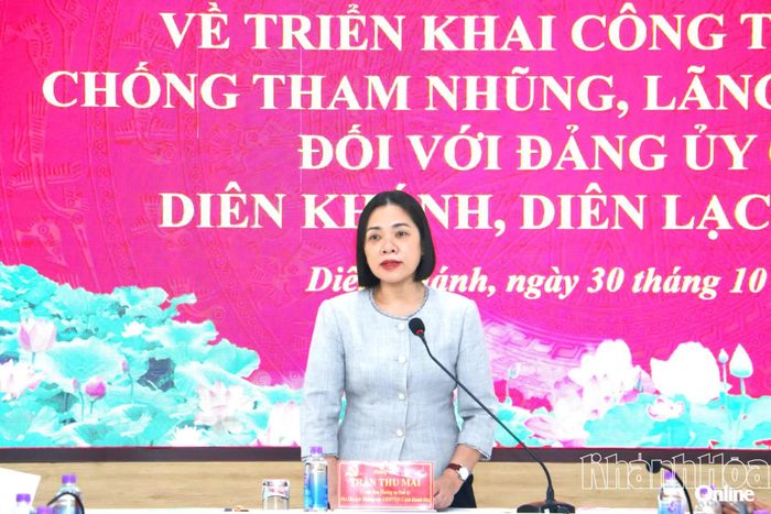 Đồng chí Trần Thu Mai phát biểu kết luận cuộc họp.