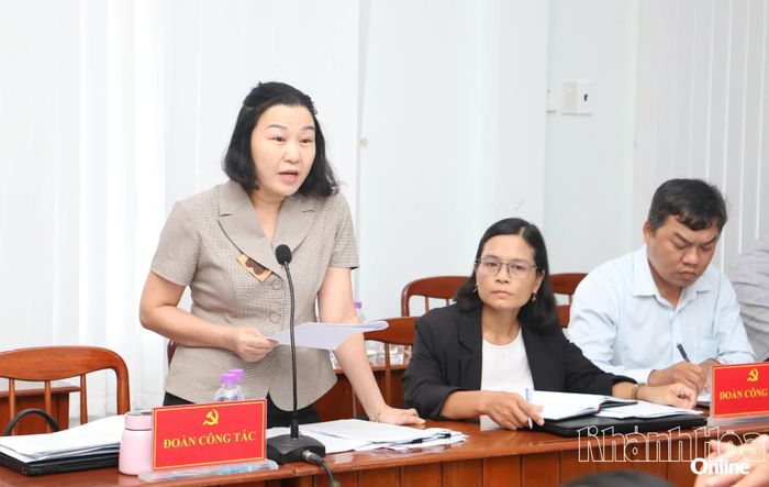 Thành viên đoàn kiểm tra, giám sát phát biểu tại buổi làm việc.