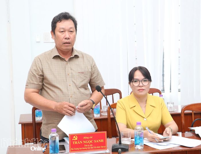 Ông Trần Ngọc Sanh - Phó Trưởng ban Thường trực Ban Nội chính Tỉnh ủy phát biểu.