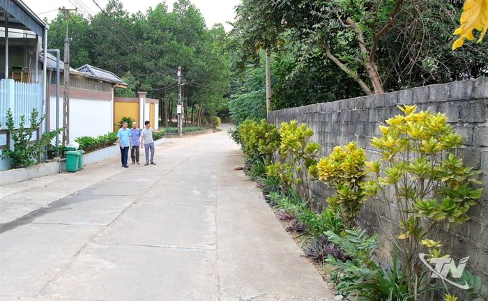 Ủy ban MTTQ Việt Nam xã An Khánh phối hợp với khu dân cư xây dựng tuyến đường sáng - xanh - sạch - đẹp xóm Đồng Bông.