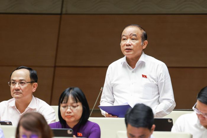 Đại biểu Lã Thanh Tân (Đoàn Hải Phòng) phát biểu. Ảnh: Quang Vinh.