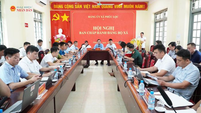 Đảng ủy xã Phúc Lộc tổ chức Hội nghị sơ kết công tác 9 tháng đầu năm, triển khai phương hướng nhiệm vụ 3 tháng cuối năm 2026. Ảnh: Đồng Thưởng.