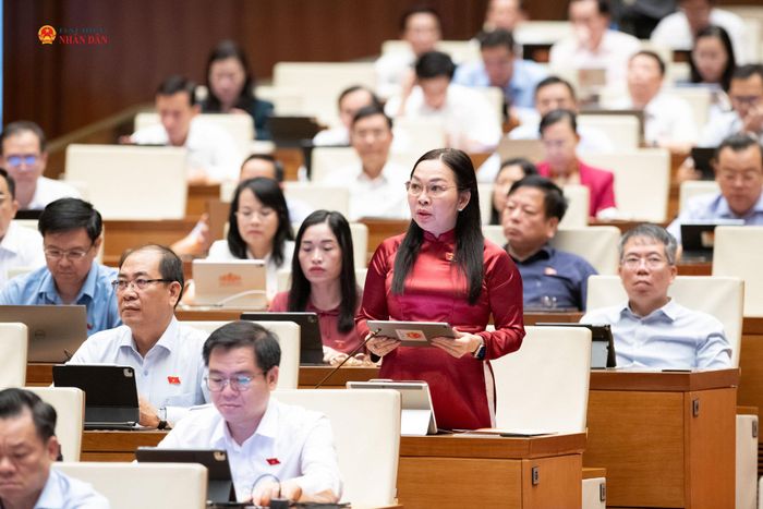 ĐBQH Lý Anh Thư (An Giang) phát biểu. Ảnh: Lâm Hiển