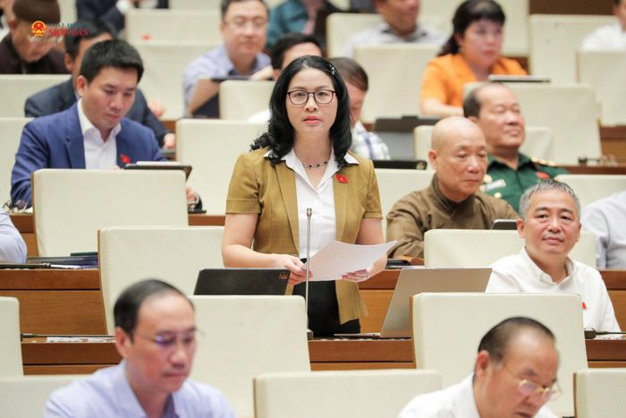 ĐBQH Nguyễn Thị Lan (TP. Hà Nội) phát biểu thảo luận. Ảnh: Hồ Long