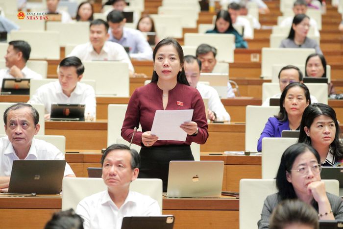 ĐBQH Triệu Thị Ngọc Diễm (TP. Cần Thơ) phát biểu. Ảnh Hồ Long