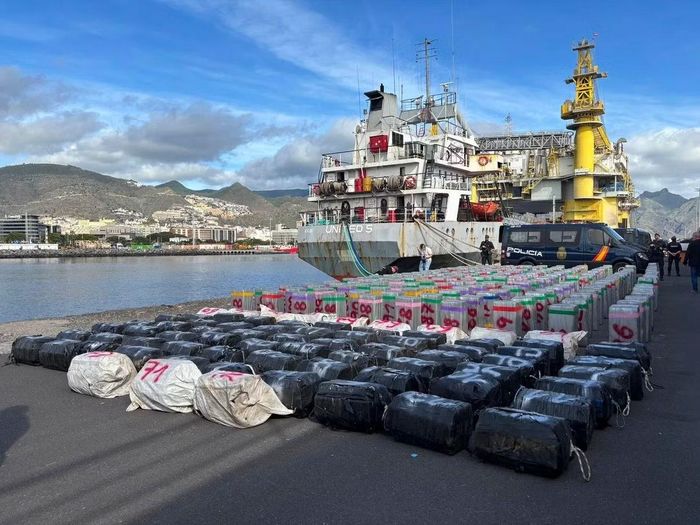 Tang vật của một vụ bắt giữ cocaine ở quần đảo Canary, miền nam Tây Ban Nha