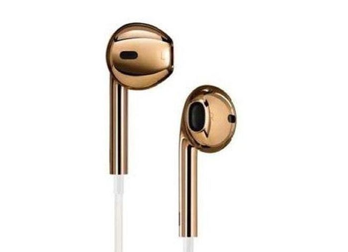Mac Pro đỏ và EarPods vàng hồng
