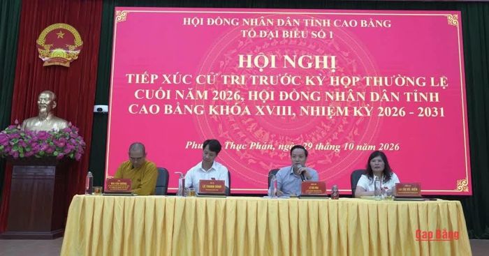 Chủ tịch UBND tỉnh Lê Hải Hòa phát biểu tại hội nghị tiếp xúc cử tri.