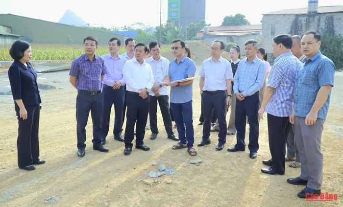 Đoàn giám sát thực tế tại dự án đường trung tâm xã Trùng Khánh.