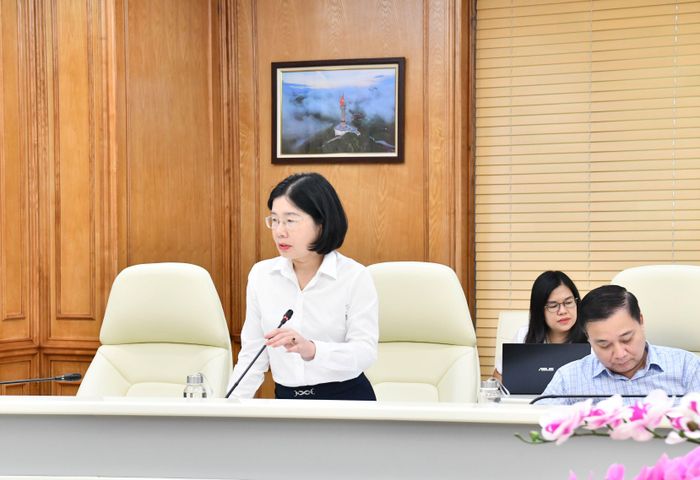 Đại diện lãnh đạo Vụ Chính sách KTNN thông tin về Dự thảo Thông tư quy định về cung cấp dữ liệu phục vụ hoạt động kiểm toán của Kiểm toán nhà nước.