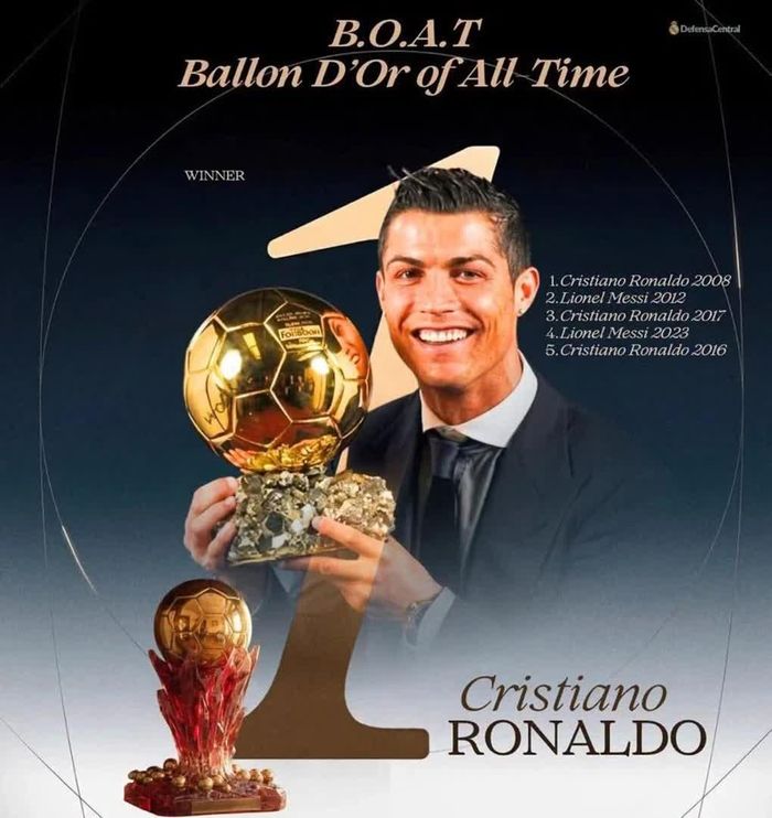 Ronaldo vừa vượt qua Lionel Messi để giành danh hiệu Quả bóng vàng hay nhất lịch sử.