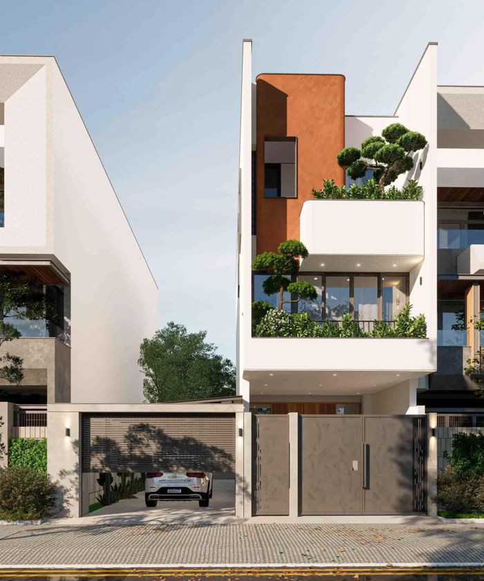 Thiết kế nhà phố 3 tầng có gara ô tô