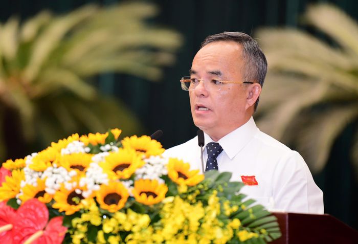 Ông Võ Anh Tuấn, Chánh Văn phòng Đoàn đại biểu Quốc hội và HĐND TPHCM phát biểu