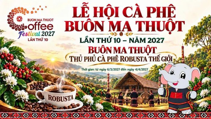 Bộ nhận diện Lễ hội Cà phê Buôn Ma Thuột lần thứ 10 năm 2027, lan tỏa hình ảnh cà phê Robusta và bản sắc văn hóa Tây Nguyên. (Ảnh minh hoạ) 
