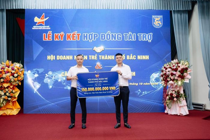 Hội Doanh nhân trẻ thành phố Bắc Ninh cam kết tài trợ cho Câu lạc bộ Bóng đá Bắc Ninh trong 3 mùa giải liên tiếp với tổng kinh phí 150 tỷ đồng (tương ứng 50 tỷ đồng mỗi mùa giải).