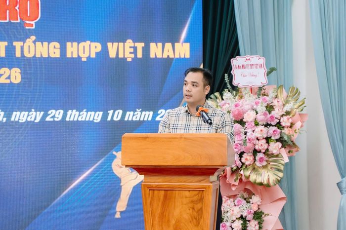 Chủ tịch Hội Doanh nhân trẻ Thành phố Bắc Ninh Nguyễn Văn Đại phát biểu tại buổi lễ