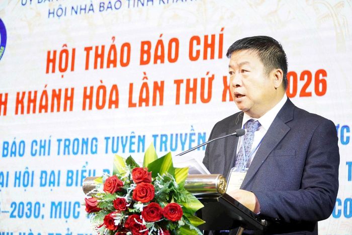Trưởng ban Tuyên giáo Tỉnh ủy Khánh Hòa Võ Hoàn Hải phát biểu. Ảnh: PV