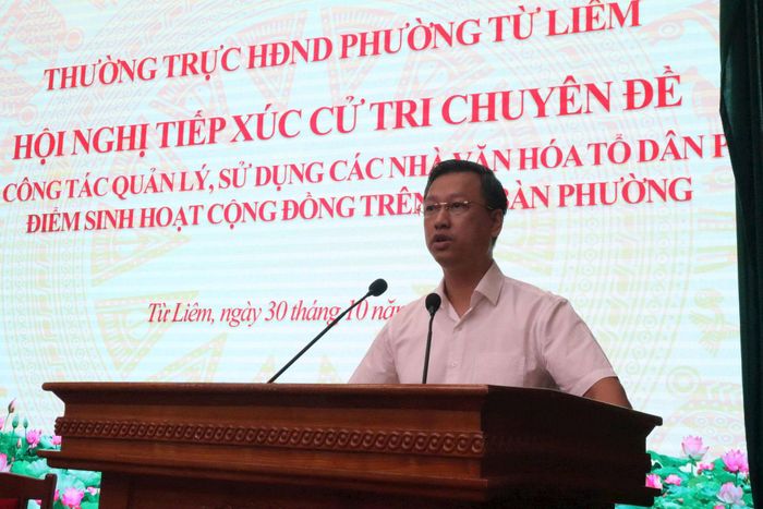 Phó Bí thư Thường trực Đảng ủy, Chủ tịch HĐND phường Từ Liêm Đỗ Khắc Đạo kết luận hội nghị. Ảnh: PV.