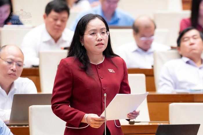 Đại biểu Hồ Thị Kim Ngân (Đoàn Thái Nguyên) tham gia thảo luận. Ảnh: quochoi.vn