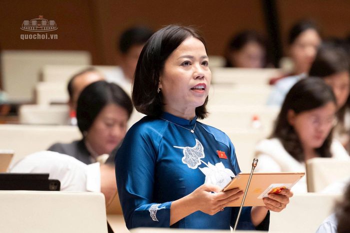 Đại biểu Lý Thị Lan (Đoàn Tuyên Quang) thảo luận tại hội trường. Ảnh: quochoi.vn
