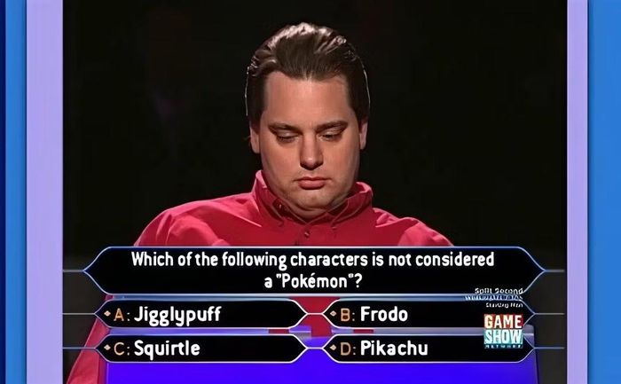 Câu hỏi chọn nhân vật không phải Pokémon.